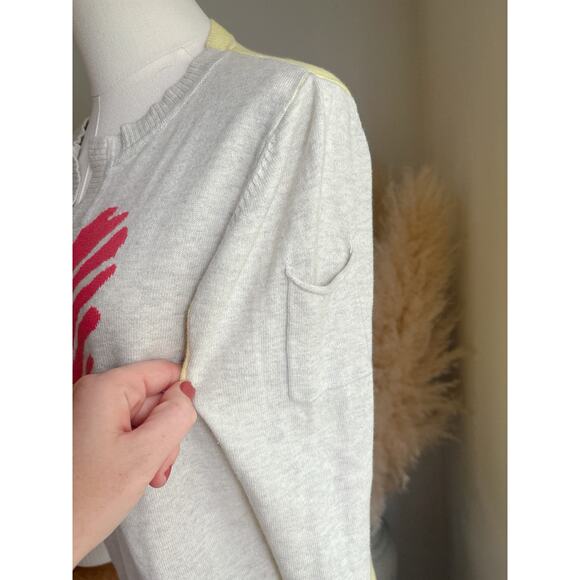 Lisa Todd Scribble Heart Sweater Size Small Crewneck Notch Neck Long Sleeve - Picture 6 of 10